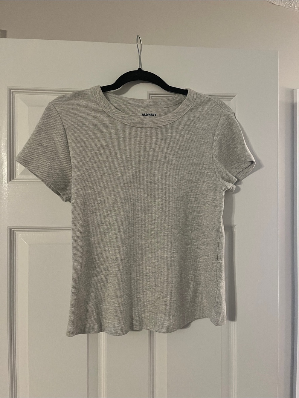 Old Navy Heather Gray Short Sleeve Ribbed Crew Tee